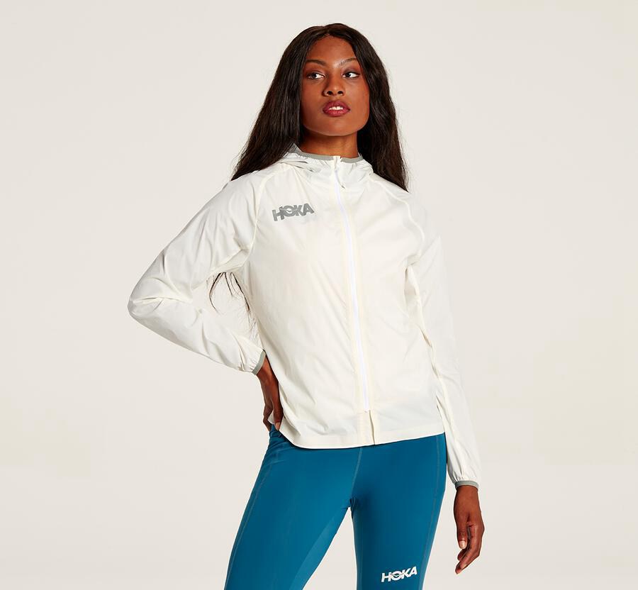 Hoka Australia One One Full-Zip Wind - Womens Jackets White - COJPB-8635